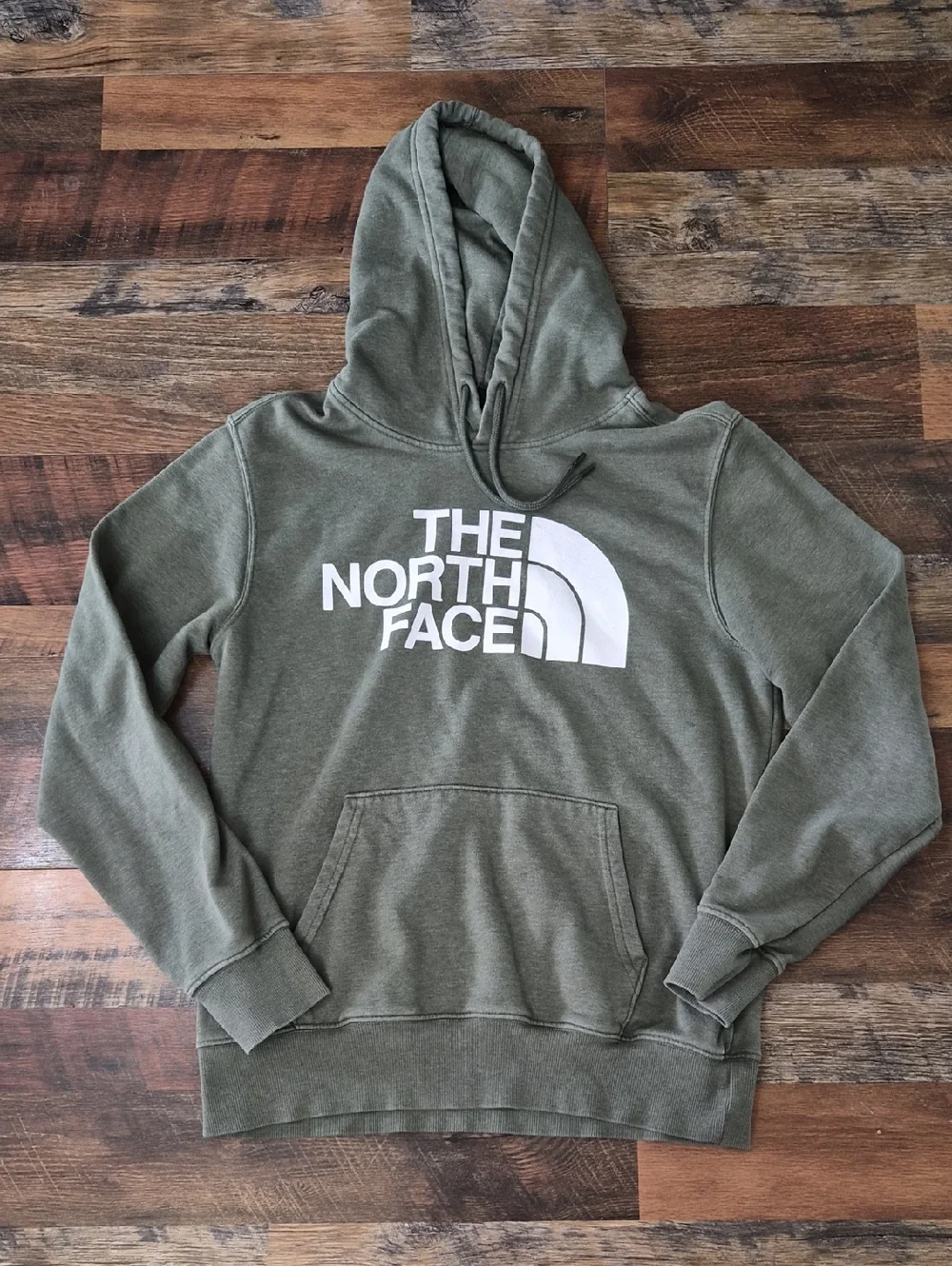 The North Face Olive Green Hoodie with White Logo Medium